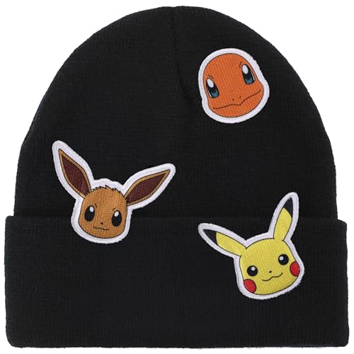 Pokmon Printed Character Patches Black Cuff Beanie