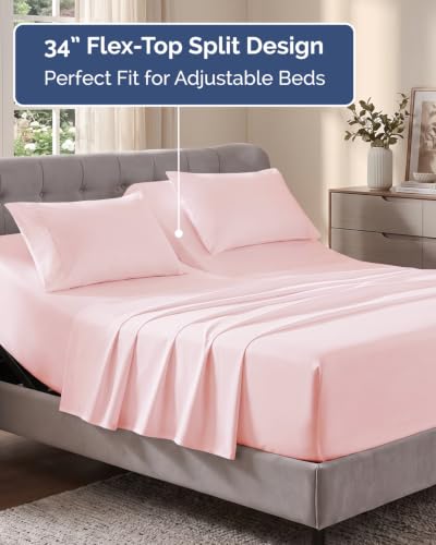 Image of Flex Top Split Head King Sheet Set - 4 Piece Extra Deep - Lavender Pink