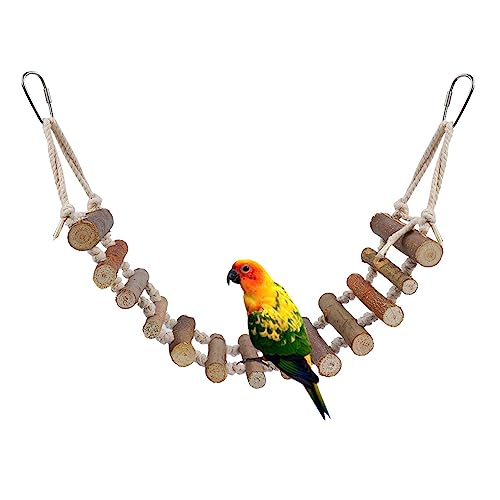 Wooden Bird Hanging Ladder Parrots Rope Wood Ladder Swing Toy Hanging Climbing Bridge Bird Pet Chewing Toys for Lovebirds Parakeets Parrots African Grey Cockatiel