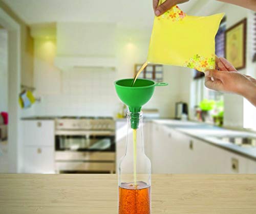 Image of Oblivion Funnel For Kitchen - Multipurpose Silicone Funnel for Pouring Oil, Sauce, Water, Juice & Small Food Grains - Easy to Store Clean Food Grade Liquid Transfer Tool with Hanging Loop (Pack of 2)