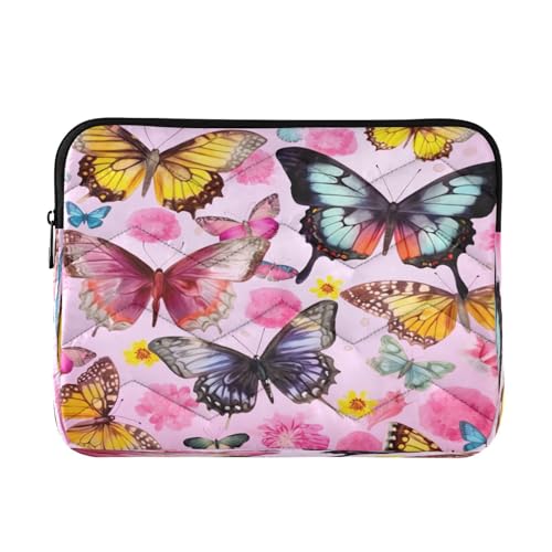 Funda para portátil rosa con mariposas 13-14 pulgadas