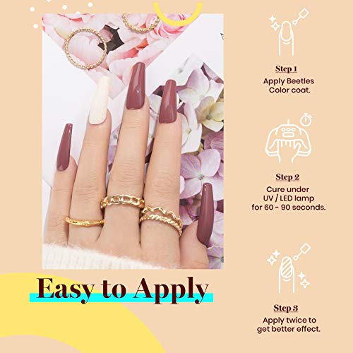 Image of Beetles Mauve Gel Nail Polish - 15ml Dusty Rose Pink Purple Gel Polish, Elegant Neutral UV LED Soak Off UV Nail Color, Long Lasting Glossy for Salon & Home Manicure