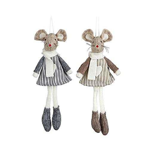 Heaven Sends Felt Mice, Shelf Sitting Pair of Grey and Brown Mice Christmas Decorations, Grey, Brown, 17cm