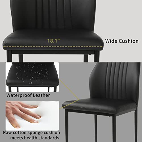 Hipihom Set Of 4 Dining Chairs,Modern Kitchen & Dining Room Chairs,Armless Upholstered Dining Chairs In Faux Leather Cushion Seat And Sturdy Metal Legs,Black #TOP3