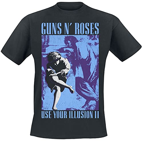 Guns N’ Roses 1991 Illusion Homme T-Shirt Manches Courtes Noir Regular/Coupe Standard - Les Beatles, Paul McCartney, John Lennon, RIngo Starr, George Harrison Guns N' Roses 1991 Illusion Homme T-Shirt Manches Courtes Noir Regular/Coupe Standard