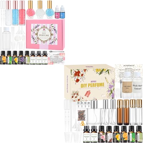 JUYRLE DIY Perfume Making Kit with Essential Oils - Create Your Own Scented Rollerball Perfumes, All-Natural Fragrance Gift Set for Women & Girls