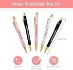 Stylos drôles, ensemble de stylos Badass motivationnel, ensemble d'un stylo quotidien de swear Word, ensemble à bille quotidienne avec encre noire, stylos Inspirationnels drôles avec des propos pour les collègues adultes fournitures de bureau (5pcs)