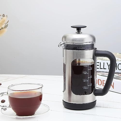 Easyworkz Stainless Steel French Press Coffee Tea Maker with Borosilicate Glass,Soft Grip Handle (350ml, Silver) by Easyworkz - Image 7