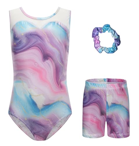 Justaucorps gymnastique fille anti frottement avec short protecteur tenue de ballet 5-12 ans