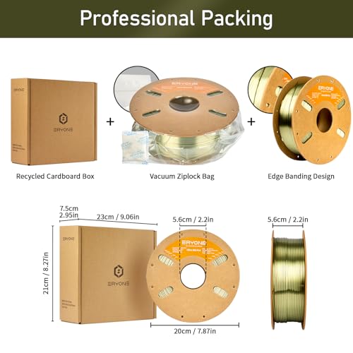 Image of ERYONE Silk Filament PLA+ 1.75mm Upgraded Shiny 3D Printer Filament, Gloss Finish, Fit Most FDM Printer Stable Printing,1kg (2.2LBS) /Spool, Bronze