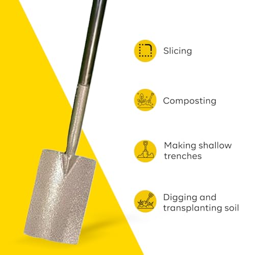 Image of Yuvcon Shovel for Digging, Made of Metal for Heavy-Duty use, Lightweight, Easy to Carry Shovel for Gardening & Agriculture Digging Tool (Rectangle)