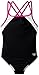 Speedo Big Girls Cross Back Splice 1 Piece, Black/Pink, 10
