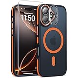 Picture of Magnetic 3 in 1 for iPhone 17 Case, [Omni-Directional Protection] with 1x Screen Protector + 1x Camera Cover, [Seamless Work with Magsafe] Translucent Protective Silm Phone Case for iPhone 17 Orange