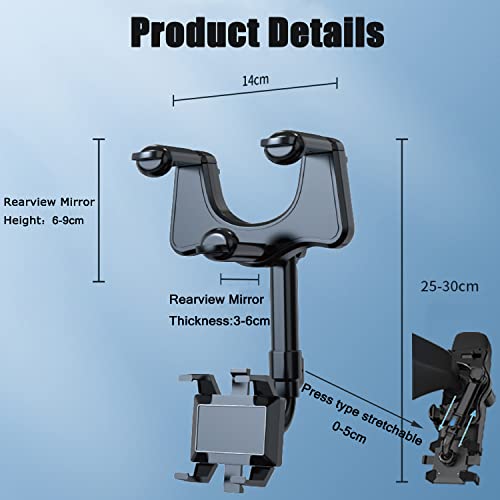 Maikoa 360°Rotatable And Retractable Car Phone Holder,Car Rearview Mirror Bracket,Multifunctional Adjustable Phone Holder,Universal Phone Navigation Gps Holder For All Mobile #TOP4