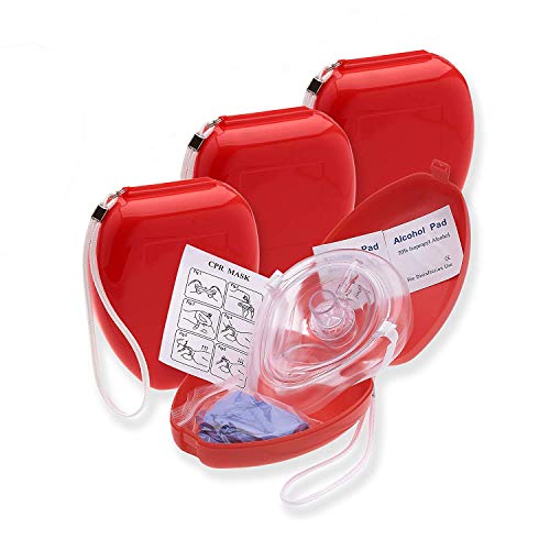 Asa Techmed Medical Cpr Rescue Mask, Adult/Child Pocket Resuscitator, Hard Case With Wrist Strap - 1 Pocket Cpr Mask In Hard Case - Mask W/O2 With Gloves - 5 Pieces #TOP11