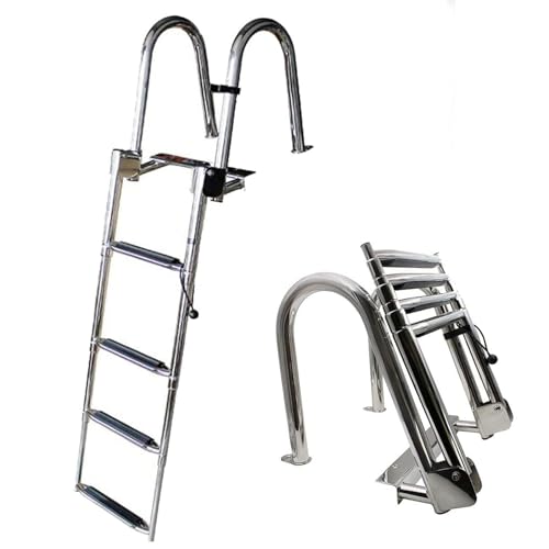 GHRERTX Escalera for Piscina elevada de Exterior, 4 peldaños Antideslizantes, Resistente, Capacidad de Carga máxima de 200 kg, for Piscina de jardín.