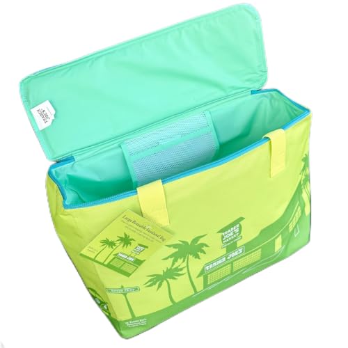 Trader Joe's Large Reusable Insulated Bag, Lime Green with Blue Zipper
