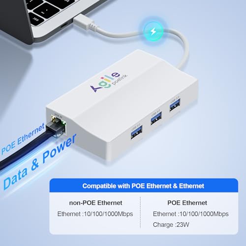 Hub PoE a USB C para conectar internet estable en oficinas con tableta 3