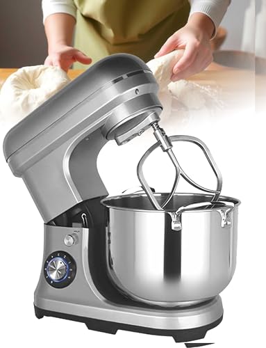 Batidora de pie de acero inoxidable de 2000 W, batidora de alimentos comercial de 10 L con gancho for masa, batidora multifunción for pizzas y panadería, batidora eléctrica for masa de pan y pasteles,