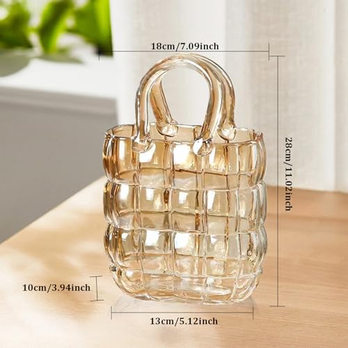 Vase à fleurs transparent en verre ambré au design chic et épuré