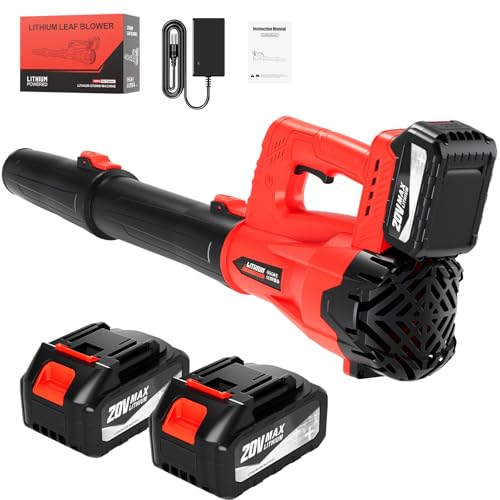 Leaf Blower Cordless, Electric Brushless Leaf Blower with 2 * 4.0Ah Battery Powered, Blowers for Lawn Care, Blower with Extension Nozzle, Battery Powered Blowers Leaf Cordless