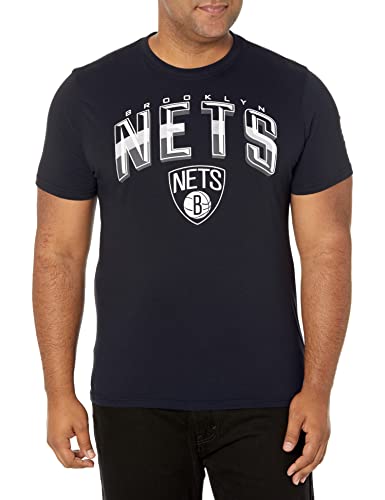 Ultra Game -NBA Brooklyn Nets Mens Arched Plexi Short Sleeve Tee Shirt, Black, Small