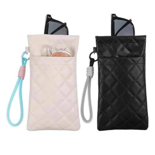 Double Glasses Case - Mini Protective Eyewear Organizer with Lanyard