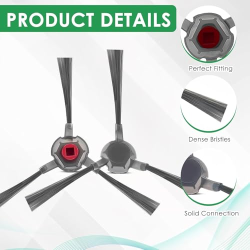 Image of 4 Pcs Replacement Parts Side Brushes Compatible with Ecovacs Robot Vacuum U2 Pro,Replenishment Kit,Replacement Accessories Kit Robust Nylon Bristle Side Brushes Spare (ED U2 SB4)