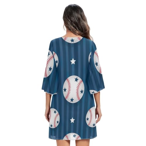 Robe d'été hawaïenne à rayures bleues et blanches avec col en V fluide