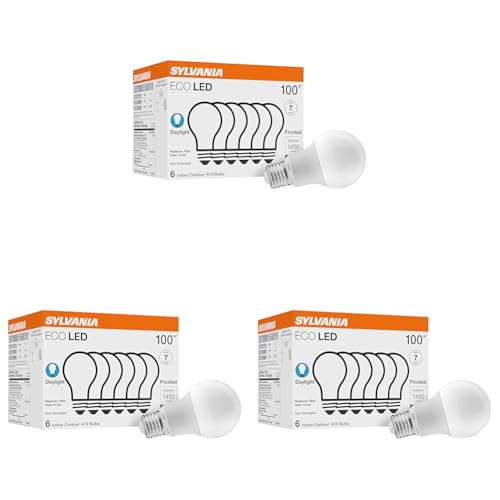 Image of Sylvania ECO LED Light Bulb, A19, 100W Equivalent, Efficient 14.5W, 7 Year, 1450 Lumens, Frosted, 5000K, Daylight - 18 Pack (40884)