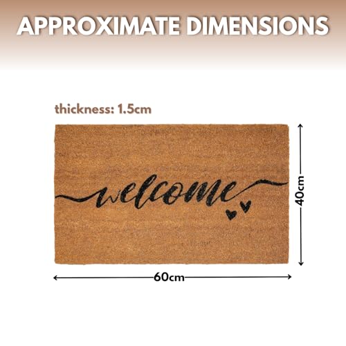 Garden Mile Coir Doormat 60 x 40cm - Durable Indoor Coir Welcome Door Mat - Outdoor Mats - Elegant Door Mats For Your Entrances - Non Slip Door Mats With PVC Backing - Heavy Duty (Welcome) - Cosy Home Interiors Garden Mile Coir Doormat 60 x 40cm - Durable Indoor Coir Welcome Door Mat - Outdoor Mats - Elegant Door Mats For Your Entrances - Non Slip Door Mats With PVC Backing - Heavy Duty (Welcome) - Image 2