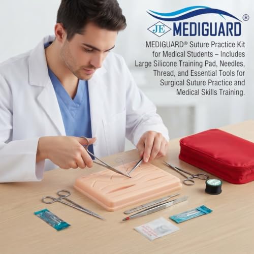 Image of Suture Practice Kit for Medical Students - Includes Large Silicone Training Pad, Needles, Thread, and Essential Tools for Surgical Suture Practice and Medical Skills Training