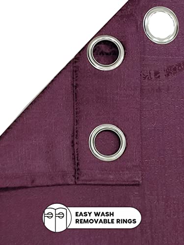 Image of BIANCA Jacquard Blackout Eyelet Curtain -1pc 5 Feet (dromanio) | Blocks 80% Sunlight | Window Abstract-Grape