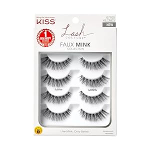 KISS Lash Couture, False Eyelashes, Jubilee’, 10 mm, Includes 4 Pairs Of Lashes, Contact Lens Friendly, Easy to Apply, Reusable Strip Lashes, Glue On
