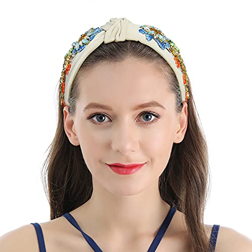 Qianxuan Rhinestone Crystal Headband For Women Handmade Jewelry Girls Hair Accessories Diamond Fashion Headbands Girl Handmade Beaded Glitter Flower Hairbands #TOP4
