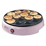 Bestron Poffertjes Maker in Retro Design, Mini Pancake Maker, con revestimiento antiadherente, Sweet Dreams, 800 W, Color: Rosa