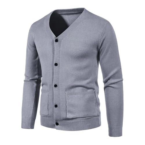 Mens Cardigan Sweater Long Sleeve V Neck Button Lightweight Solid Color Knitted Sweaters2