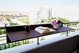 GENESIS WOODESIGN Balcony Bar Table for Railings, Balcony Folding Deck Table, Wooden Adjustable Hang
