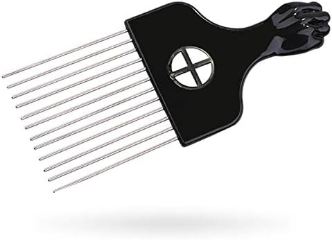 Hair Pick, Hair Comb, Metal Pick Comb, Detangle Wig Braid Hair Styling Comb, Black, 1 PACK