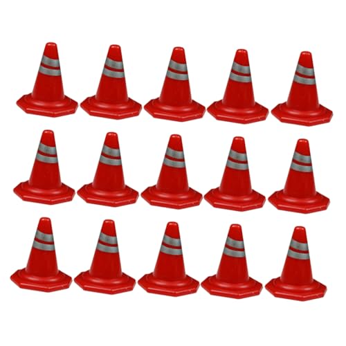 Hemoton 15pcs Small Traffic Cones Set DIY Roadblock Toys Realistic Plastic Models for Boys and Girls Play