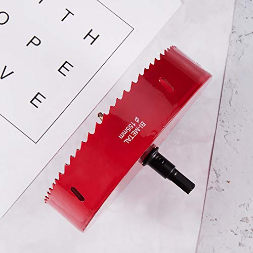 Utoolmart 155mm Bi-Metal Hole Saw M42 High Speed Steel Holesaw Blade 25mm Cutting Depth Opener Cutter Drill Bit with Triangular Handle for Wood Sheet Metal Plastic Fiberboard - Image 3