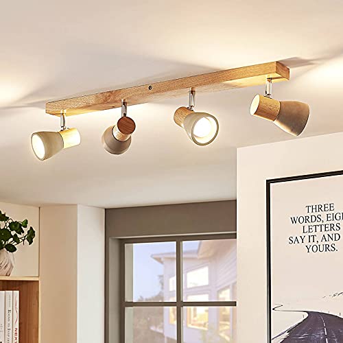 LED Plafonnier en béton 'Filiz' (Scandinave) en Gris en Pierre e. a. pour Chambre à coucher (à 4 lampes, E14) | Luminaire Plafonnier, Lampe Plafond, Eclerage Plafond, Eclairage Interieur - Image 5