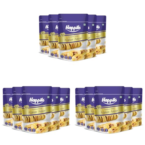 Image of Happilo Premium Dried Afghani Anjeer (Figs) 200 g Each (Pack of 15) | Dried Figs Ajnir | Rich source of Fibre Calcium & Iron | Low in calories and Fat Free