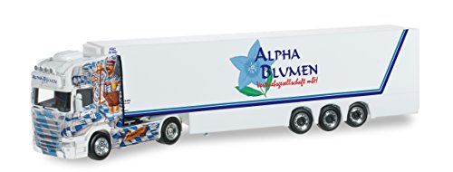 Preisvergleich Produktbild Herpa 304214 - Scania R TL Kühlkoffer-Sattelzug, Alpha Blumen / Aloisius, Miniaturmodell