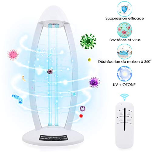 Lampes de Désinfection UV, AGM 38W Lampe Germicide Ultraviolette à l'Ozone, Stérilisateur de Lumière UV Antibactérien Taux 99% pour Chambre, Voiture, Animal de Compagnie, Cuisine