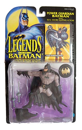 Kenner Year 1994 Legends of Batman 5 Inch Tall Action Figure - POWER GUARDIAN BATMAN with Long Sword, Short Sword, Shield and Chest Guard Plus Bonus Official Collector's Card