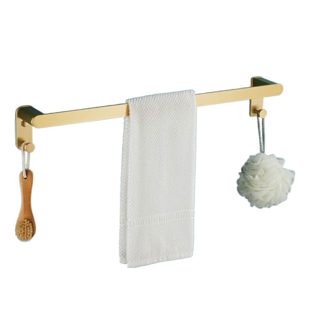 Toallero dorado para baño moderno con barra de 50cm y colgador de albornoces para ducha ordenada