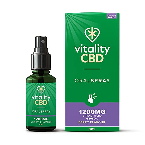 Vitality CBD Oral Spray with MCT Oil, 30ml Berry ,1200mg of CBD