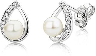 Miore Earrings Women Freshwater Pearls studs Diamonds 0.06 ct White Gold 9 Kt / 375