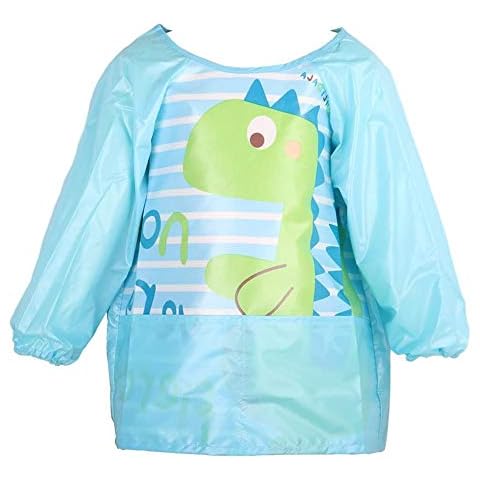 NA Kids Art Smocks Childrens Toddler Waterproof Art Aprons Long-sleeved Play Apron with 2 Pockets for Painting Eating Craft Clay Water Play Toddler (Dinosaur) Cover